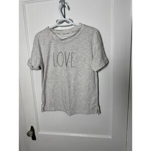 Rae Dun Gray Boxy Short Sleeve Graphic Love T-shirt Women's Size Small